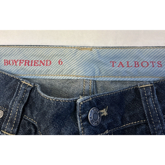 Talbots Boyfriend Jeans Women's 5 Pocket Size 6 Dark Wash - Picture 7 of 8